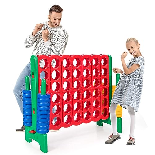 DREAMADE Riesen 4 Gewinnt Spiel, Strategiespiel für Kinder und Erwachsene, 4 in Einer Reihe, Brettspiel Spielzeug Gesellschaftsspiel 2 Spieler, Vier in Reihespiel Kinderspiel (Rot + Grün) von DREAMADE