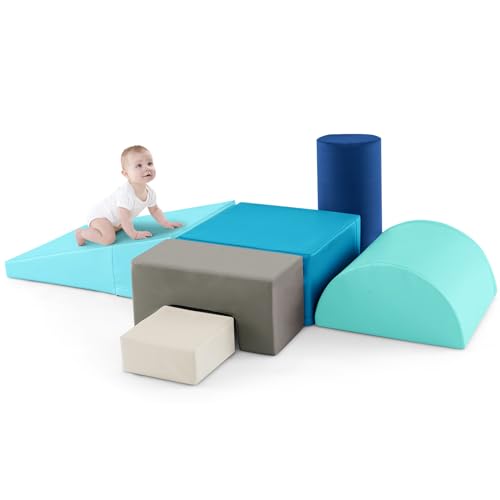 DREAMADE Riesenbausteine 6 TLG., Schaumstoff Bausteinset, Weiche Schaumstoffbausteine für Kinder Baby, Softbausteine Großbausteine für Kinderzimmer Kindergarten (Blau+Grün) von DREAMADE