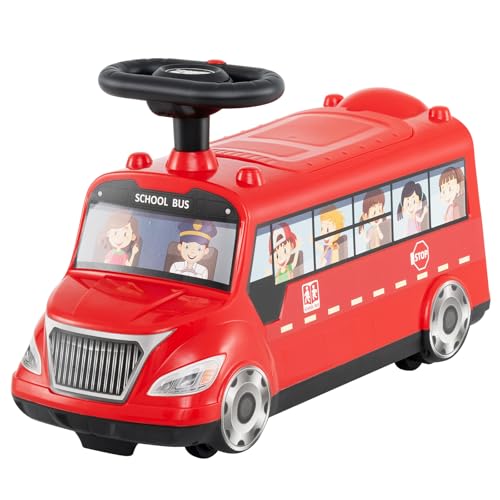 DREAMADE Rutschauto, Mini-Schulbus mit Musik, Lenkrad & Stauraum, Rutscherfahrzeug für Kinder 19-36 Monate von DREAMADE