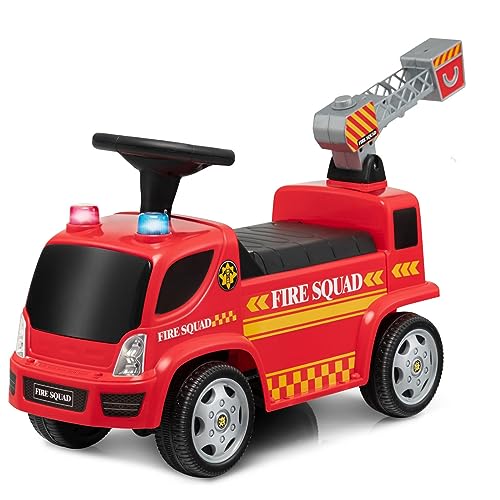 DREAMADE Rutscherauto Kinder mit Bubble Maschine, Feuerwehrfahrzeug Kinder bis 20kg, Rutschauto mit Lichtern und Musik, Rutscherfahrzeug für Baby von 18-36 Monate (Modell 2) von DREAMADE