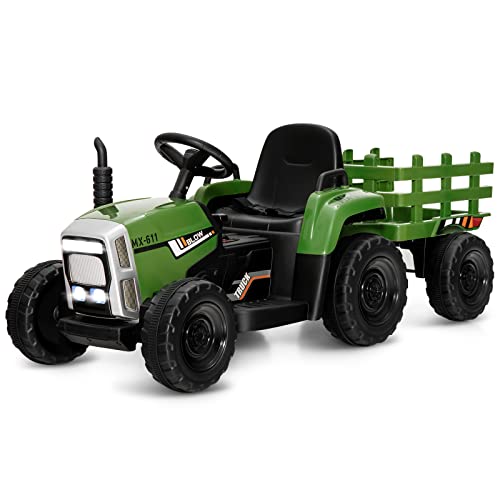 DREAMADE Traktor mit Abnehmbarem Anhänger, Elektrotraktor mit LED-Licht & Musik & Fernbedienung, Kindertraktor mit max. Tragfähigkeit von 30 kg, Aufsitztraktor für Kinder ab 3 Jahren (Dunkelgrün) DREAMADE Traktor mit Abnehmbarem Anhänger, Elektrotraktor mit LED-Licht & Musik & Fernbedienung, Kindertraktor mit max. Tragfähigkeit von 30 kg, Aufsitztraktor für Kinder ab 3 Jahren (Dunkelgrün) von DREAMADE