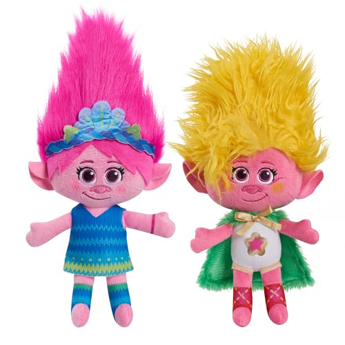 DreamWorks Trolls Band Together 20,3 cm kleine Plüschmohnblume und Viva, 2-teiliges Set, Stofftiere, Kinderspielzeug ab 3 Jahren, von Just Play von DREAMWORKS TROLLS