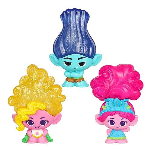 Trolls Les 3 DreamWorks Puppen mit Glitzerhaar, weich und elastisch – Stretchy Hair Zweig von DREAMWORKS TROLLS