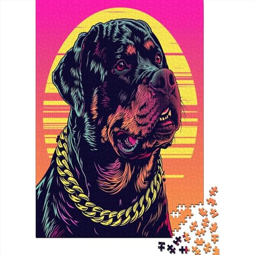 Rottweiler Puzzle 1000 Teile,Puzzle Für Erwachsene, Impossible Puzzle,Puzzle Farbenfrohes Legespiel,GesKükenlichkeitsspiel Für Die Ganze Familie Puzzel 1000pcs (75x50cm) von DRESBNIOO