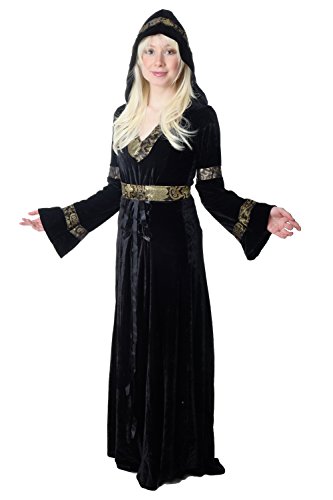 DRESS ME UP - K50/38 Edles und aufwändiges Damen Kostüm schwarzes langes Kleid Elfe Waldelfe Märchen Mittelalter Cosplay Gr. 38 / S von dressmeup