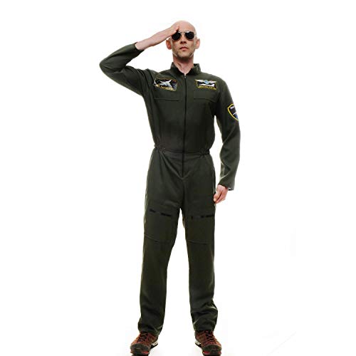 dressmeup - L217/M-052 Kostüm Herren Herrenkostüm Pilot Kampfpilot Overall Airforce Gr. S/M von dressmeup