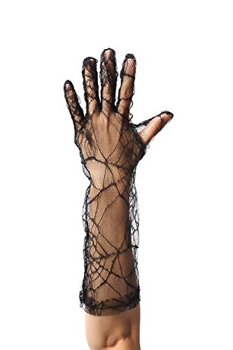 DRESS ME UP - RH-011-black Handschuhe Damen Netz Spitze Schwarz Halloween Spinnennetz Spinne Spider Gothic Vampir Hexe von DRESS ME UP