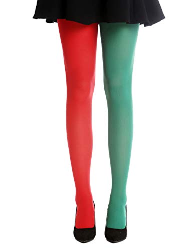 DRESS ME UP - WZ-013GR-green-red Strumpfhose Pantyhose Damenkostüm Party Karneval Halloween rot grün S/M von DRESS ME UP