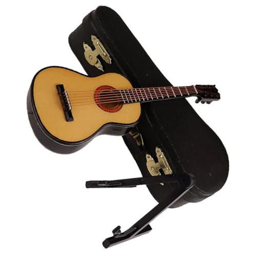 1 Satz Mini-gitarrenmodell Miniatur-musikinstrumente Mini-gitarrendekor Aus Holz Mini-hausdekoration Mini-Puppen-gitarrendekorationen Miniaturinstrumentenmodell Für Puppenhaus Harz DRESSOOS von DRESSOOS