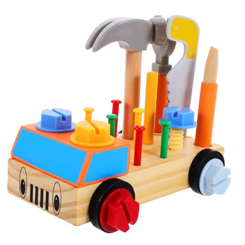 1 Satz Montagewerkzeugkasten Für Kinder Werkzeugauto-kognitionsspielzeug Partygeschenk Werkzeugauto Für Kinder Holzspielzeug Zusammenbauen Lernspielzeug Für Kinder Hölzern DRESSOOS von DRESSOOS