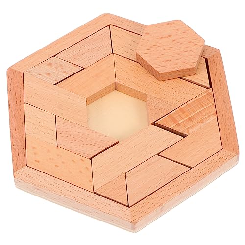 1 Satz Puzzle-Bausteine Tangram Kinder entwicklung Kinder bastelset zabawki stymulujące rozwój Gehirn Spielzeug Sechseck-Puzzle Rätsel zum frühen Lernen hochwertiges Holz DRESSOOS von DRESSOOS