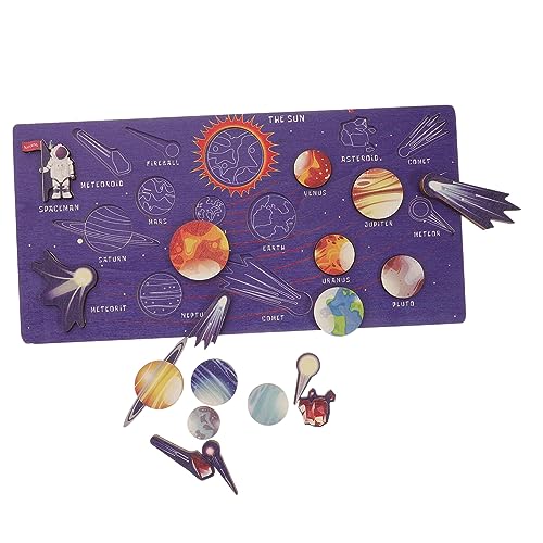 DRESSOOS 1 Satz Sonnensystem-Puzzle Universum-Puzzle- passendes Holzbrett passende blöcke Stern-Matching-Blöcke Universum-Matching-Board passendes Brett Puzzle-Block von DRESSOOS