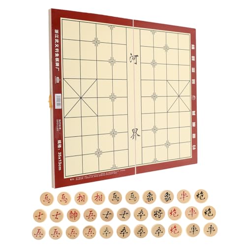 DRESSOOS 1 Schachtel Chinesisches Schachbrett Chinesisches Klappschach Aus Holz Chinesisches Dame Brettspiel Schachbrett Schach Holzschachbrett, Klappschach Chinsee-Schach Hölzern von DRESSOOS