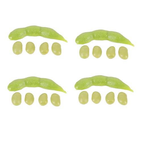 2 Sätze Edamame simulieren Kunstgemüse gefälschte Schneebohne Schaufenster-Edamame-Ornament kindergardinen Kindergartenkind nachgeahmtes Gemüse simuliertes Edamame PVC Light Green DRESSOOS von DRESSOOS