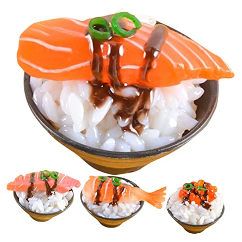 4 Stück Simulierter Sushi-Reis PVC-Reismodell Spielküchenzubehör Sushi-Zug künstliches Sushi Hai-Sushi-Platte Tu so, als würdest du Essen Lebensmittel für die Spielküche DRESSOOS von DRESSOOS