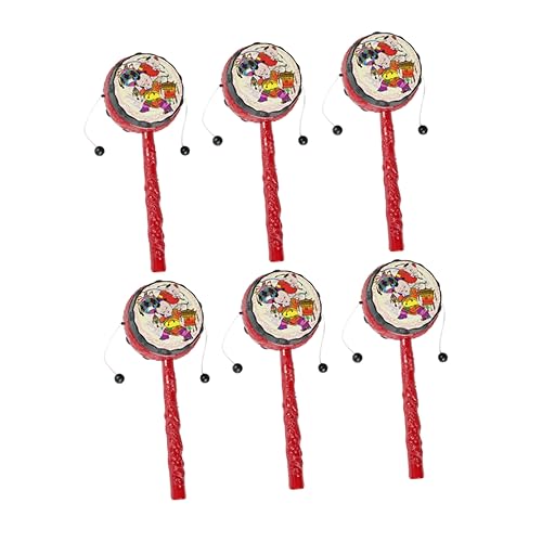 6st Glücksbringer -trommeln Kinderspielzeug Balance-Trommel Für Kinder Musikinstrument Für Kinder Kinderinstrumente Rassel Glocken -handrassel Babyrassel Plastik DRESSOOS von DRESSOOS