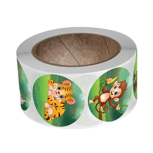 DRESSOOS 1 Rolle tierische Aufkleber runde Aufkleber Selbstklebende Geschenkanhänger Motivationsaufkleber dartscheibe Kinder kiddibuzz - -Aufkleber Selbstklebende Aufkleber von DRESSOOS