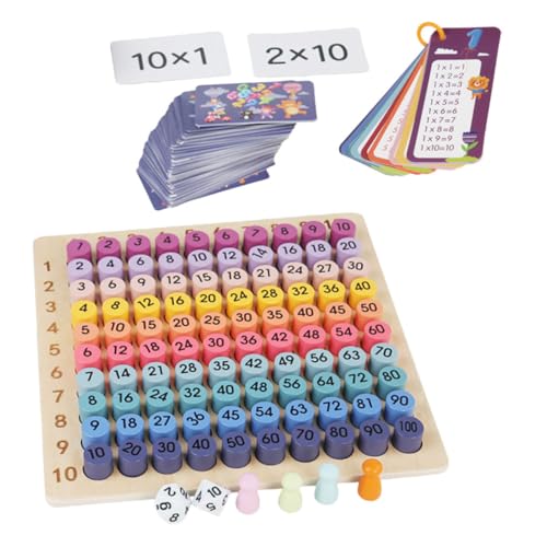 DRESSOOS 1 Satz 99 Multiplikationsbrett Mathe Tabelle Brettspiel Hundert Brett Puzzles Addition Brettspiel Vorschule Zählspielzeug Mathematikkarten Multiplikation Lerntablett von DRESSOOS