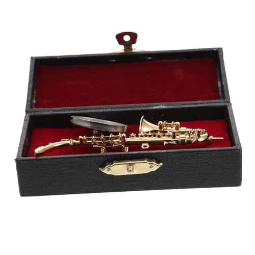 DRESSOOS 1 Satz Alt-Saxophon Möbelzubehör Miniaturspielzeug Miniatur-Saxophonfigur musikinstrumente Musical Instruments zarte Saxophonverzierung Mini-Instrumentenschmuck Metall Golden von DRESSOOS