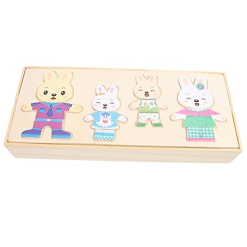 DRESSOOS 1 Satz Ankleide-Puzzle Puzzle-Spielzeug Für Kinder Pädagogische Puzzles Pädagogisches Tierpuzzlespielzeug Kinderpuzzle Tierische Rätsel Tierrätsel Zum Wechseln Der Kleidung Holz von DRESSOOS