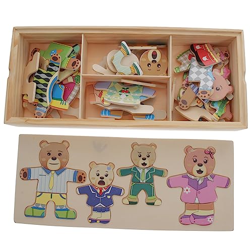 DRESSOOS 1 Satz Ankleide-Puzzle Tragen Tierrätsel Zum Wechseln Der Kleidung Kinderspielzeug Tiere Spielzeug Tierisches Rätsel Tierpuzzlespiel Für Kinder Spielzeug Zum Umziehen Holz von DRESSOOS