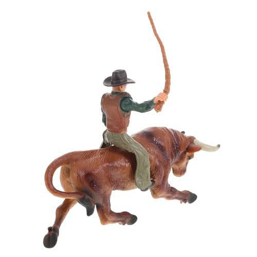 DRESSOOS 1 Satz Cowboy-Modell Rodeo-Spielzeug-Spielset Bullenhandwerk Bullen mit Reitern Stier-Statue wohnaccessoires Kinder Cowboy Spielzeug Schöne Stierkampffigur Stier Statuen Harz von DRESSOOS