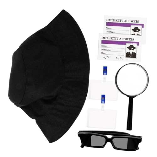 DRESSOOS 1 Satz Detektiv-partyspielzeug Schwarzer Hut Für Kinder Fedora-hüte Für Jungen Detektivhut Hut Kinder Kostüm Detektivabzeichen Kindermütze Outfit Sonnenbrille Ballonmützen Stoff von DRESSOOS