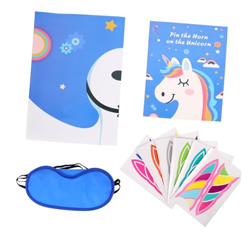 DRESSOOS 1 Satz Einhorn-Aufkleber Aufkleber Für Kinder Kinderaufkleber Cartoon-Aufkleber Kinder-Einhorn-partyspiel Stecke Das Horn Auf Das Einhorn Kind Einhorn Partyspiel Papier Blue von DRESSOOS