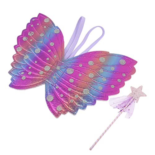 DRESSOOS 1 Satz Engelsflügel Feenhafter Zauberstab Halloween-Kostüme für Kinder Kostüme für Mädchen Stern Fairy Wand Party mitgebsel Kinder orgie Zauberstäbe Mädchenfeenflügel Stoff Violett von DRESSOOS