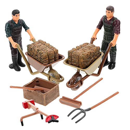 DRESSOOS 1 Satz Farmer-charaktermodell Zubehör Für Spielzeugbauernhöfe Desktop-Farmer-Statue Miniatur-bauernmodell Modell Für Landwirtschaftliche Geräte Mini-Farming-Tool Miniaturen Plastik von DRESSOOS