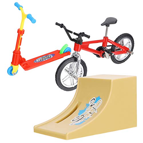 DRESSOOS 1 Satz Fingerrad Tragbarer Roller Fingerbike Mit Rampe Finger-Skateboard-rampen Kinderroller Mikro Scooter Mini-Skateboards Für Kinder Sportfahrrad Park-kit Aluminiumlegierung Rot von DRESSOOS