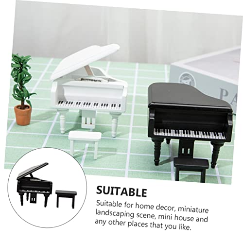 1 Satz Flügelständer Puppenhaus-Piano-Modell Mikrolandschaftsmodelle Gastgeschenke Für Musik Miniaturklavier Mit Sitzbank Mini-Musikinstrument Miniaturmöbel Dreieck Ornamente Holz von DRESSOOS