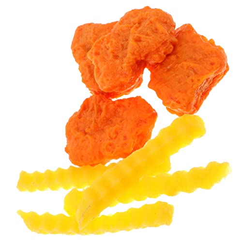 DRESSOOS 1 Satz Gefälschte Chicken Nuggets Und Pommes Frites Verschleißfeste Chicken Nuggets Künstliche Chicken Nuggets Gefälschte Fleischscheibe Simuliertes Essen Falsch Gekocht PVC von DRESSOOS