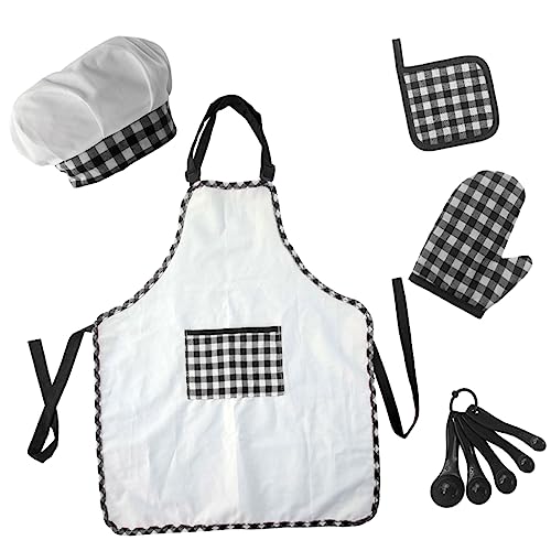 DRESSOOS 1 Satz Kochschürze für Kinder Kinderutensilien Backofen für Kinder kinderkochmütze Kinder kocht Küchenschürze für Kinder Jungenschürzen zum Kochen von Kindern Baumwolle Black von DRESSOOS