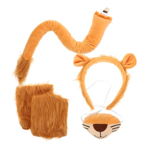 DRESSOOS 1 Satz Löwenparty Verkleiden Sich Löwenschwanz Und Ohren Kostüm Tier-Cosplay-kostüm Stofftier Kostüm Halloween-Tier-Stirnband Dschungeltier-kostümzubehör Light Brown von DRESSOOS