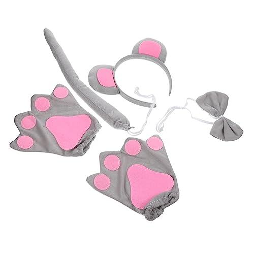 DRESSOOS 1 Satz Mäusekostüm für Jungen -Stirnband Cosplay Fliege Haarreifen tierkostüme für Kinder tierhandschuhe Verkleidungskostüme für Kinder Tier-Stirnband-Kostüm Stoff von DRESSOOS