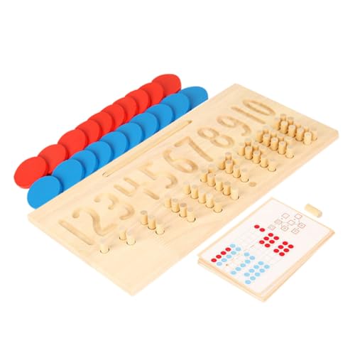 DRESSOOS 1 Satz Mathe- LCD Reißbrett Schule Nummer -Tablet Lernspielzeug Puzzle Pädagogisches Kindergartenspielzeug Mini Menschen Kinderspielzeug Steckbrett Khaki Hölzern von DRESSOOS