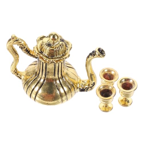 DRESSOOS 1 Satz Miniatur- puppenhauszubehör Spielzeug Mini-Teetasse Mini-Küchenzubehör Puppenhaus Teetasse puppenhaus zubehör Mini Rollenspielset Miniaturutensilien Legierung Golden von DRESSOOS