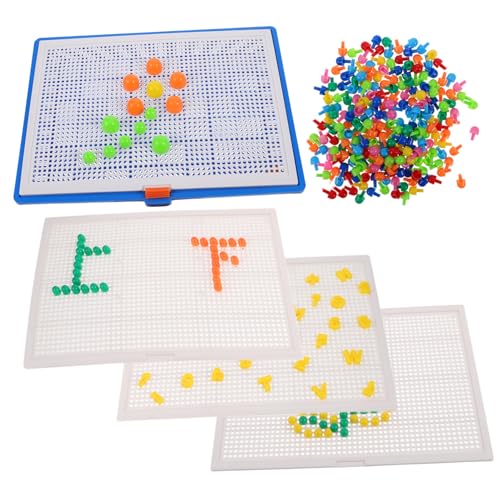 DRESSOOS 1 Satz Nagelpuzzle Pilz Lernspielzeug Für Jungen Und Mädchen Stecktafel- Knopfkunstspielzeug Montessori-pilzspielzeug Pilz Nagelpuzzle Steckbrett Plastik von DRESSOOS