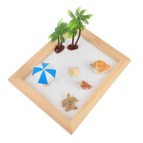 DRESSOOS 1 Satz Ocean Sand Tischdekoration Miniatur Bausatz Ozeanszenen-Sandtisch Strand scheibengardinen wohnungseinrichtung Ocean Garden Ocean Sea Life Mini-Sandkasten hölzern von DRESSOOS