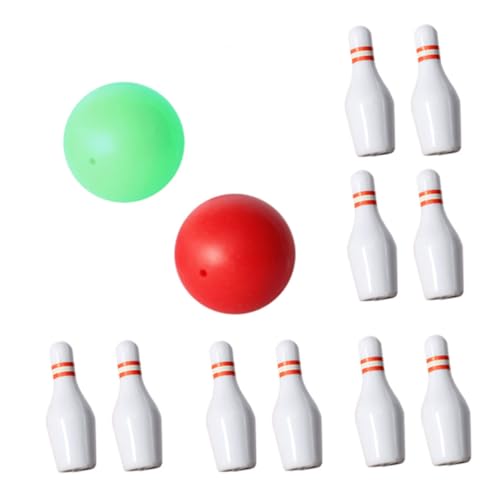 DRESSOOS 1 Satz Puppenhaus-Bowling Blase Miniatur Stift Mini-Bowling Mädchenspielzeug Großer Hüpfball Spielzeughaus Reize Desktop-Bowling Kleine Bowlingkegel Zauberstab Outdoor-Bowling Zehn von DRESSOOS