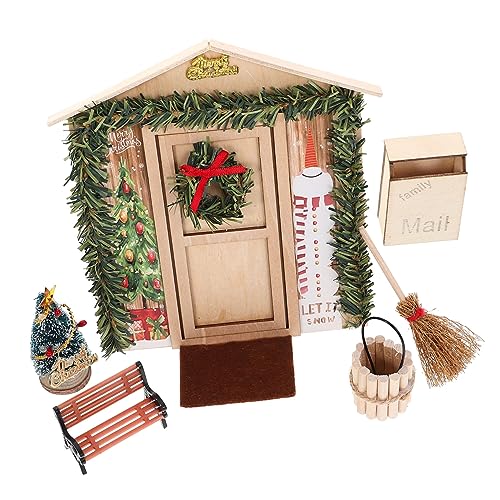 DRESSOOS Dollhouse Miniatur Bausatz 1 Set Miniatur Puppenhaus Weihnachtsdekoration Tür Modelle Holzfarbene Puppenhaus Szenerie Zubehör Für Kreative Wohnraumgestaltung von DRESSOOS