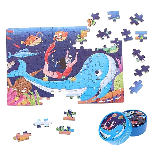 DRESSOOS 1 Satz Puzzles für Kinder im Alter von 3–9 Jahren Vorschulrätsel Kinderrätsel Delphin-Rätsel Fischrätsel aufbwahrungs-Box aufbewahrungskorb Papierpuzzle für Kinder Spielzeug von DRESSOOS