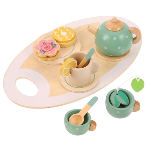 DRESSOOS 1 Satz Simulation Tee-Set Miniatur-Hausdekor Miniatur-Ornamente Miniatur-Dekorationen Miniatur-Hausgeschirr Tea-Time-Spielset Miniatur-Teegeschirr Miniaturmöbel hölzern von DRESSOOS