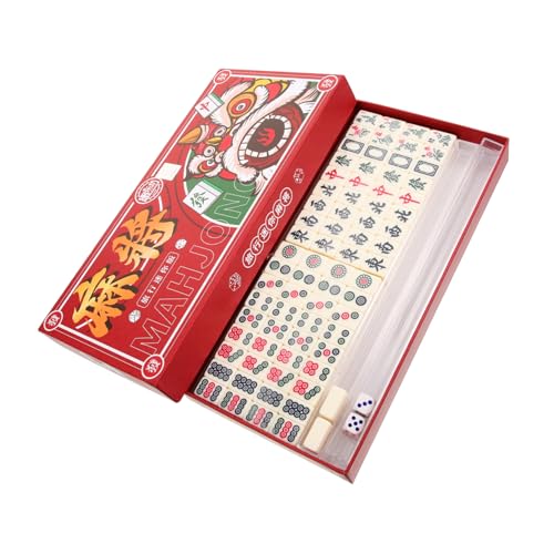 DRESSOOS 1 Satz Tragbares Mini-Mahjong Mahjong-kit Reise Tischspiel Mahjong Mahjong-Spiel Tragbares Mahjong Tragbare Mahjong-Fliesen Mahjong Für Unterwegs Mahjong-Requisiten Weiß Melamin von DRESSOOS