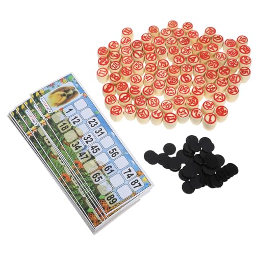 DRESSOOS 1 Satz Zahlenschachspiel Logisches Bingo-schachspiel Logisches Schachspiel-Spielzeug Russisches Bingo-Spielzeug Bausatz Spiele Oyunu Familienspiel Party-Spiel Kartenspiel Hölzern von DRESSOOS