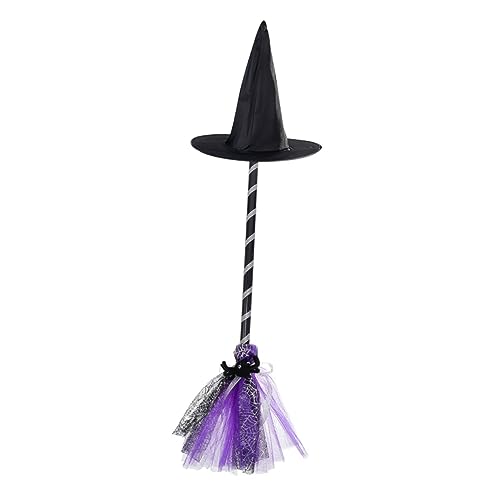 DRESSOOS 1 Satz Zauberhut Besen Zubehör Für Partykostüme Zauberer-kostüm-Hut Halloween-besenstiel Kostüm Hüte Halloween-zaubererkostüm Halloween-partygeschenke Hexenhut Gittergewebe Violett von DRESSOOS