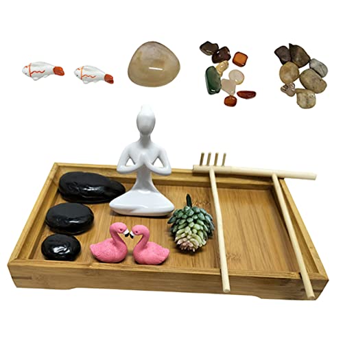 DRESSOOS 1 Satz Zen-Garten-Kit Mini-Zen Zen-Gartensand Strand Bausatz Dekoration Schlafzimmer wohnzimmerdeko Entspannungsdekoration Gartensandkasten schmücken artware Bambus von DRESSOOS