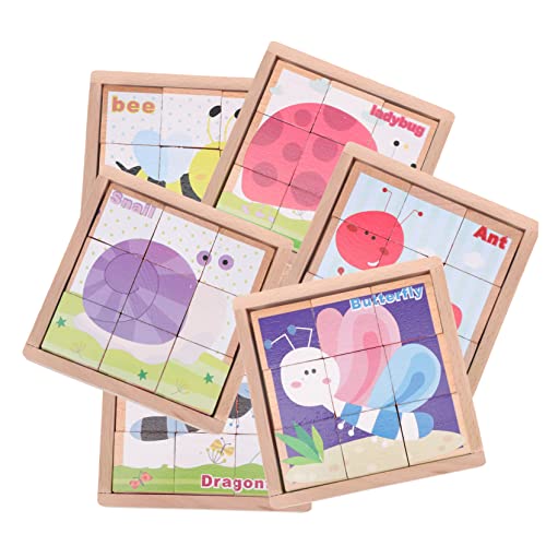 DRESSOOS 1 Satz sechsseitige Malbausteine Rätsel Puzzle-Montessori-Spielzeug Kinderspielzeug Cartoon-Puzzle Kinder Puzzle kinderpuzzle Puzzle-Spielzeug aus Holz Lernpuzzles aus Holz von DRESSOOS