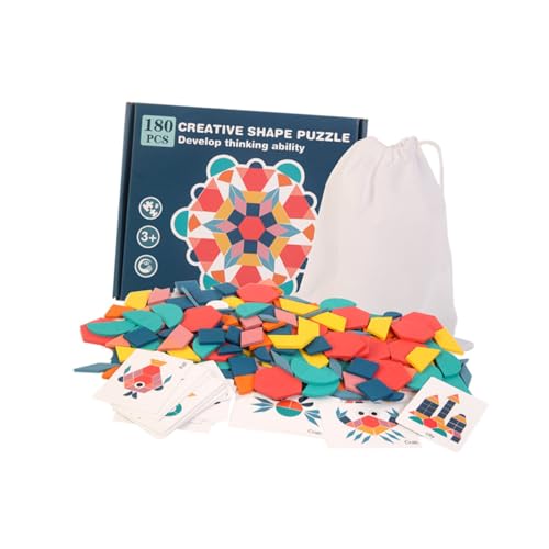 DRESSOOS 1 Set 180 Stück Tangram Spielzeug Aus Holz Buntes Kinderspielzeug Intelligenzentwicklung Puzzle Spielzeug Papier Lernspielzeug Für Kinder von DRESSOOS